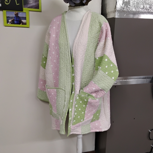 3821 Size 2X Pastel Patchwork Tedy Jacket. Quilted Coat - Picture 6 of 7